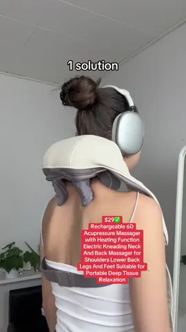 $29✅ Rechargeable 6D Acupressure Massager with Heating Function Electric Kneading Neck And Back Massager for Shoulders Lower Back Legs And Feet Suitable for Portable Deep Tissue Relaxation