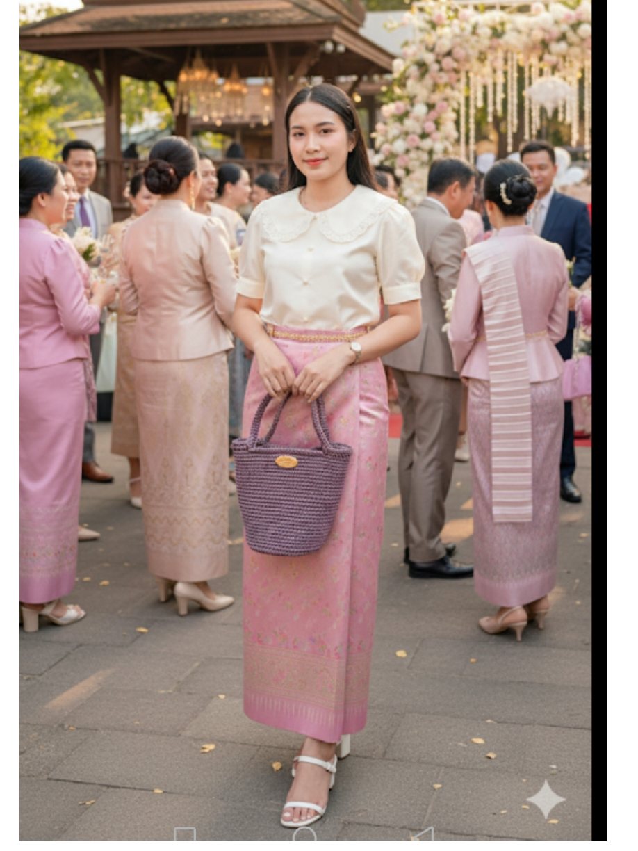 #งามแปลก #กระเป๋าถัก​เชือก​ร่ม​สีกะปิดิ้นเงิน เรียบหรู​ดูดี​อยู่​น้า​า​า💖💖🧶🧶
