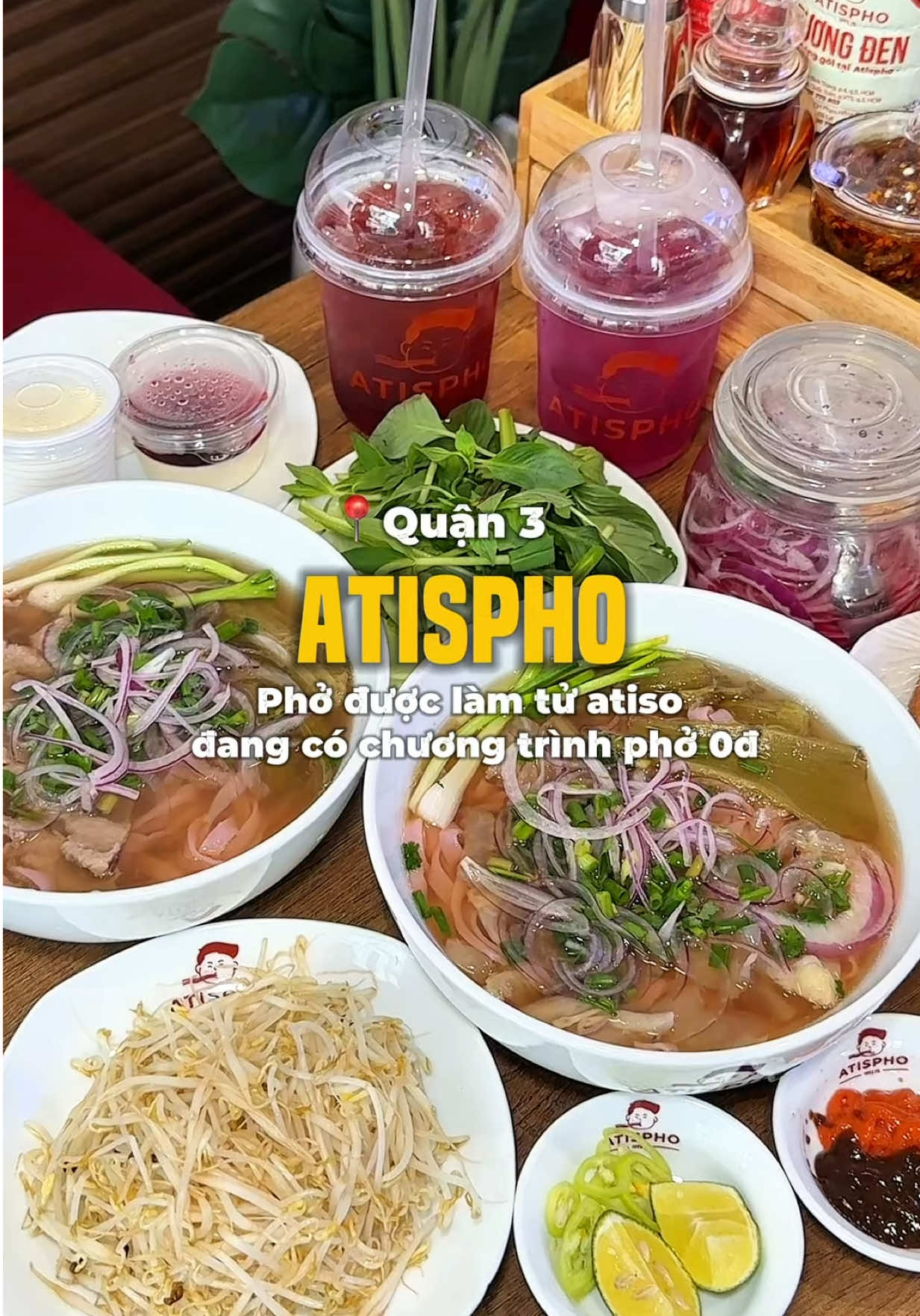 Đi ăn phở 0đ thoaiii 😜🥰#rualinhcam #atispho #saigonangi #phoatiso #quan3 
