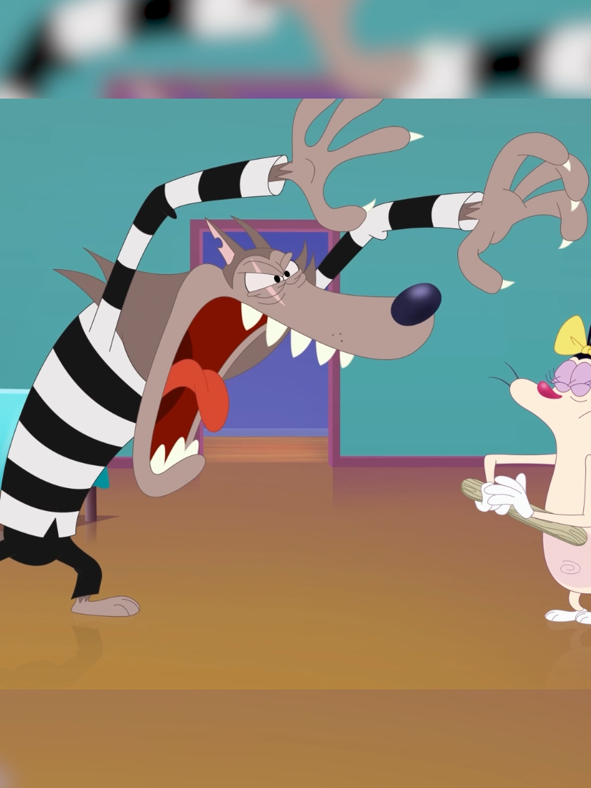 Olivia is not afraid of the big bad wolf 😂  #oggyandthecockroaches #cartoon #filmtok #oggyetlescafards #animation 