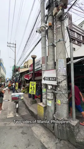 Two sides of Manila, Philippines. Income inequality in the Philippines is so obvious to the point that you can literally see it in the streets. Im always praying that we could finally have the government that we deserve. #creatorsearchinsights2025 #traveltiktok #southeastasia #philippines #manila 