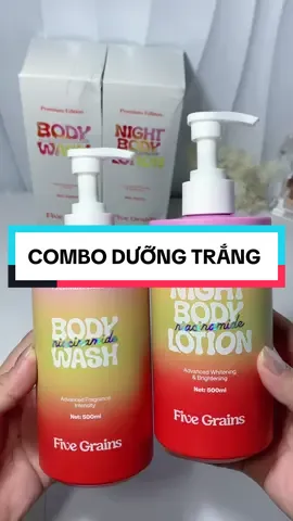 Combo sữa dưỡng thể, sữa tắm dưỡng trắng Niacinamide Five Grains 500ml.   #fivegrains #fivegrainsvietnam #kemduongtrangda #kemduongniacinamide  #suatamtrangda 