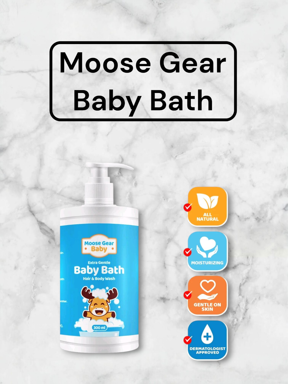 Moose Gear Baby Bath Gel Hair & Body Wash 300ml Soap & Shampoo Extra Gentle Care for All Skin Types #MooseGearBaby #BabyBath #GentleCare #TiktokMadeMeBuyIt #BabyEssentials 