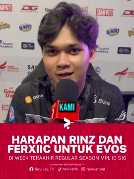 Inilah harapan @rrq_rinzz & @rrq_ferxiicc untuk EVOS di week terakhir MPL ID S16 nanti. FYI, untuk bisa lolos ke Playoffs, RRQ harus memenangkan semua sisa match mereka dan nantinya adu poin dengan NAVI dan Dewa United. Dan di week 9, EVOS akan bertemu dengan NAVI dan Dewa United. Jika EVOS menang lawan keduanya, chance RRQ ke Playoffs akan semakin tinggi. Semoga harapannya terkabul yaa🤲  #mlbb #mplindonesia #mplids16 #rrq #evos 