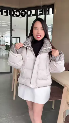 Áo khoác phao da phối kẻ dạ caro💕 #aokhoacphaonu #aokhoacphao #xuhuong #viralvideo #tani226 