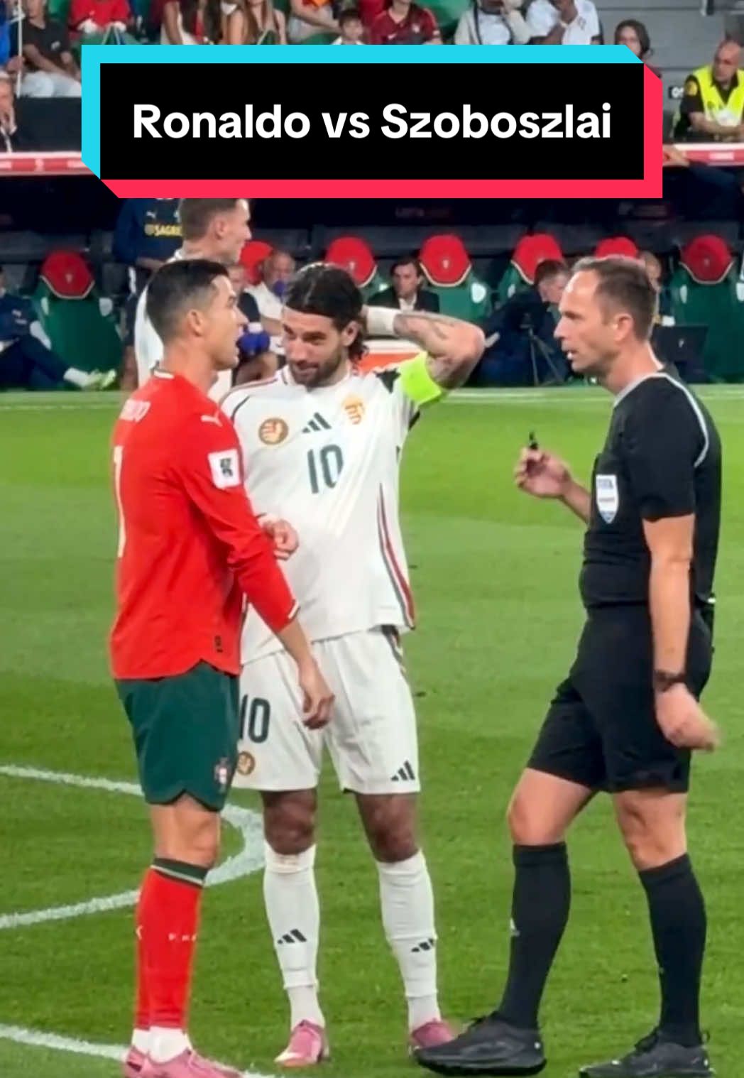 Ronaldo shook hands with Dominik Szoboszlai, who scored the last-minute goal  Cristiano Ronaldo shook hands with Dominik Szoboszlai, who scored the last-minute goal in the Portugal-Hungary match.  Ronaldo and Szoboszlai, as captains, met with the referee numerous times throughout the match.  Dominik Szoboszlai scored in extra time to make the score 2-2. Ronaldo scored two goals in the match. Ronaldo reached his 948th career goal.  #Ronaldo #CristianoRonaldo #Szoboszlai #portugalhungary #cr7 