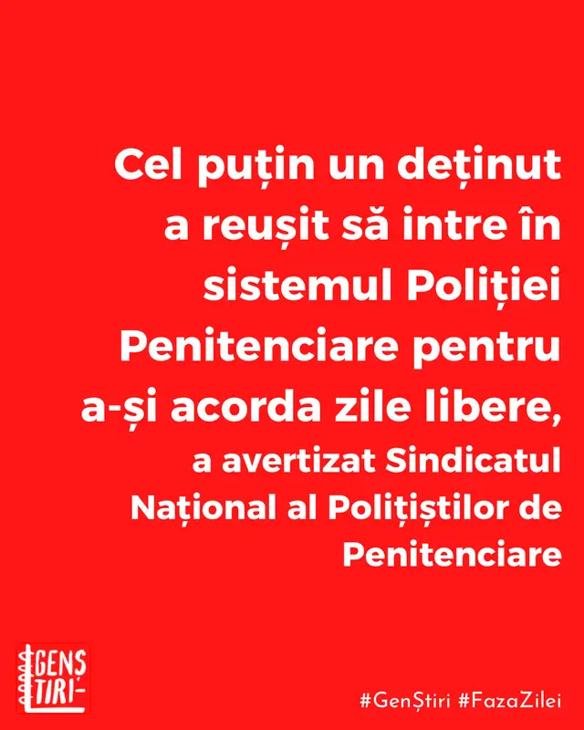 Cel puțin un deținut de la Penitenciarul din Târgu Jiu a reușit să spargă sistemul Poliției Penitenciare pentru a-și oferi beneficii, precum zile libere sau să facă cumpărături fără să plăteasca. El era încarcerat pentru fraude cibernetice. Administrația Națională a Penitenciarelor a anunțat că face verificări și că sistemul nu s-a mai confruntat cu o asemenea situație. Totul a pornit de la un deținut din Târgu Jiu care a creat diferite beneficii altor 15 deținuți, potrivit președintelui Federației Sindicatelor din Sistemul Penitenciar Târgu Jiu, pentru Digi24. Astfel, ar fi modificat „pedepse, drepturi, mobilități de deținuți și, în general… ORICE”, stând logați peste 300 de ore, se mai arată în comunicatul Sindicatului Național al Polițiștilor din Penitenciare (SNPP). ANP a refuzat să numească incidentul „o spargere a bazelor de date”, deși ministrul Justiției, Radu Marinescu, a spus pentru Digi24 că spargerea bazelor de date a fost izolată imediat. „Reiterăm faptul că la nivelul sistemului administrației penitenciare nu au mai fost înregistrate evenimente similare și asigurăm opinia publică de faptul că, la nivel tehnic, au fost implementate toate corecțiile necesare”, a transmis ANP. SNPP acuză ANP că încearcă să păstreze secret incidentul pentru că a menținut „o liniște totală de peste trei săptămâni, expunând unitățile unor alte posibile atacuri sau efectelor unor modificări deja operate, dar nedescoperite care puteau genera liberări eronate”. Radu Marinesc a respins aceste acuzații și nu a menționat dacă au existat deținuți eliberați în urma breșei de securitate. Autoare: Amalia Vulpe Surse: SNPP/ANP/Digi24 #Genștiri #tineri #stiri