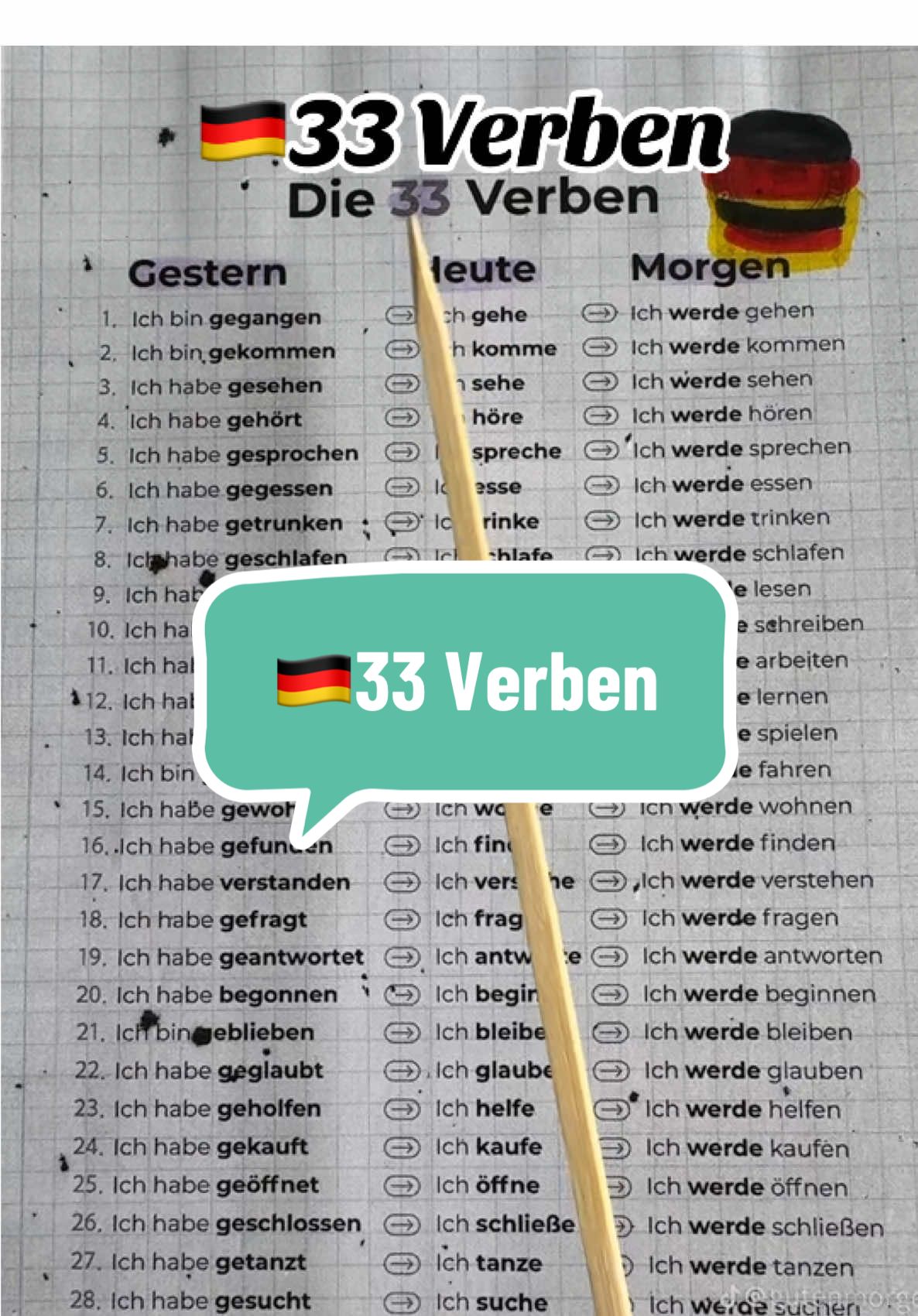 🇩🇪33 Verben  #foryoupage❤️❤️ #for #goviral #tiktokviral #tik_tok 