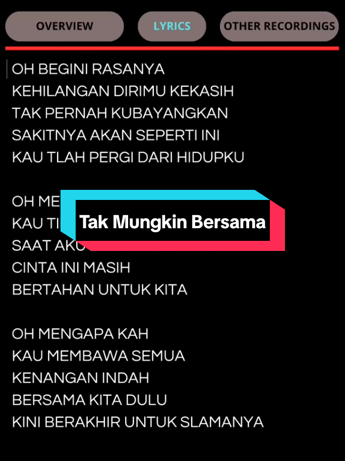 Tak Mungkin Bersama || Lyrics🎶🎧 #takmungkinbersama #judika #lagucover #liriklaguindonesia #perasaan 