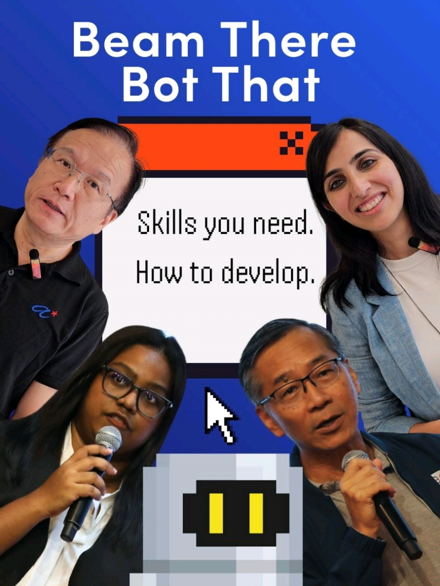 🤖 What skills do you need to take your first steps into a career in robotics? At 𝐁𝐞𝐚𝐦 𝐓𝐡𝐞𝐫𝐞, 𝐁𝐨𝐭 𝐓𝐡𝐚𝐭, our Learning team and the National Robotics Programme brought the robotics community together to discuss what skills to develop, and what learning by doing looks like in practice. 👉 Explore more learning opportunities on Deep Tech Central: https://bit.ly/4cD6a30 #Robotics #LearnOnTikTok #STEM #Python #fyp