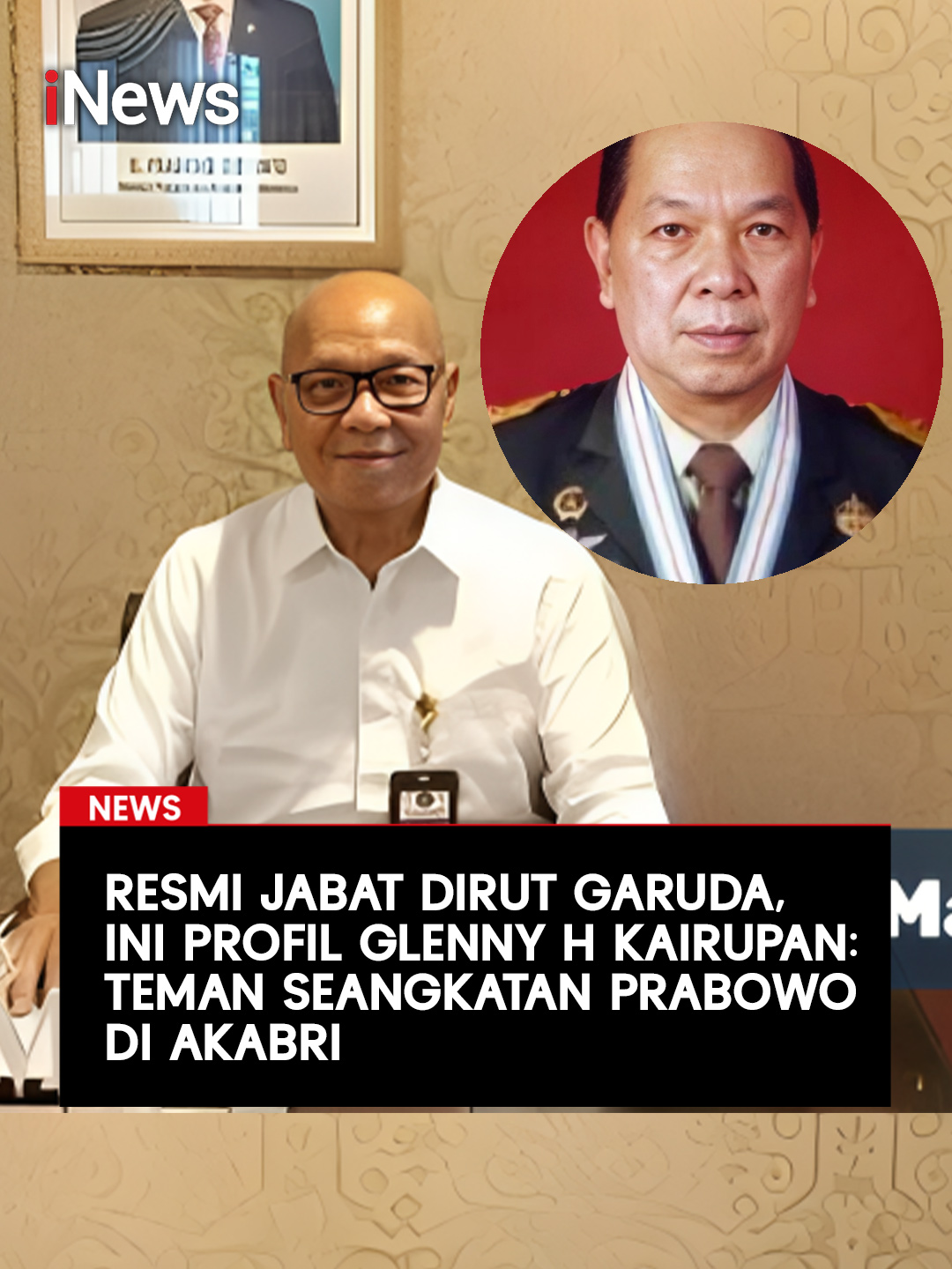 PT Garuda Indonesia (Persero) Tbk (GIAA) menunjuk Glenny H Kairupan sebagai Direktur Utama Garuda Indonesia. Hal tersebut diputuskan melalui Rapat Umum Pemegang Saham Luar Biasa (RUPSLB) di Auditorium Gedung Manajemen Garuda, Cengkareng, Rabu (15/10/2025). Glenny menggantikan Wamildan Tsani, yang sebelumnya menjabat sebagai orang nomor satu di Garuda sejak 15 November 2024, dan kini diberhentikan dengan hormat. Mayjen TNI (purn) Glenny Kairupan diketahui merupakan teman seangkatan Presiden Prabowo Subianto saat menempuh pendidikan di Akademi Angkatan Bersenjata Republik Indonesia (AKABRI) pada 1970. Baca selengkapnya hanya di  https://www.inews.id/news/nasional/glenny-kairupan-ditunjuk-jadi-dirut-garuda-indonesia-gantikan-wamildan-tsani #iNews #DirutGarudaIndonesia #GarudaIndonesia #GlennyKairupan #Purnawirawan