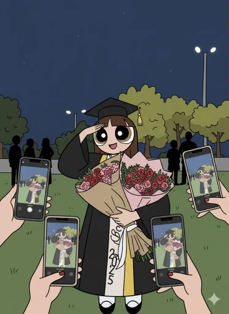 This smile? powered by caffeine & breakdowns ☕️😭 #graduATE #خـونـاڤ💛 