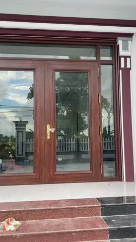#xuhuongtiktok #bộ cửa đại hội hệ khuôn phào màu Vân gỗ trắc #banh cánh 160 dán thêm phào trong cánh