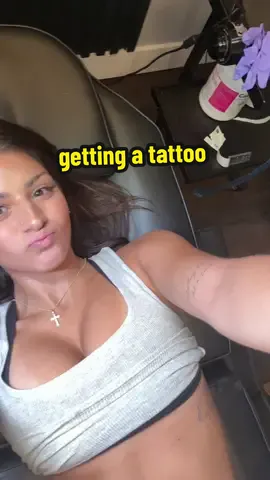 the line on T is a little too faint so i’m going back but other than that love love #tattoo #reaction #life #vlog #update 