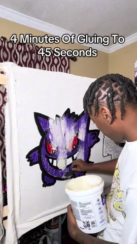 4 Minutes To 45 second Gluing a Gengar Rug! ‼️DM For A Custom Rug‼️ #fyp #viral #rugsbymel #HandmadeRug #rugart             