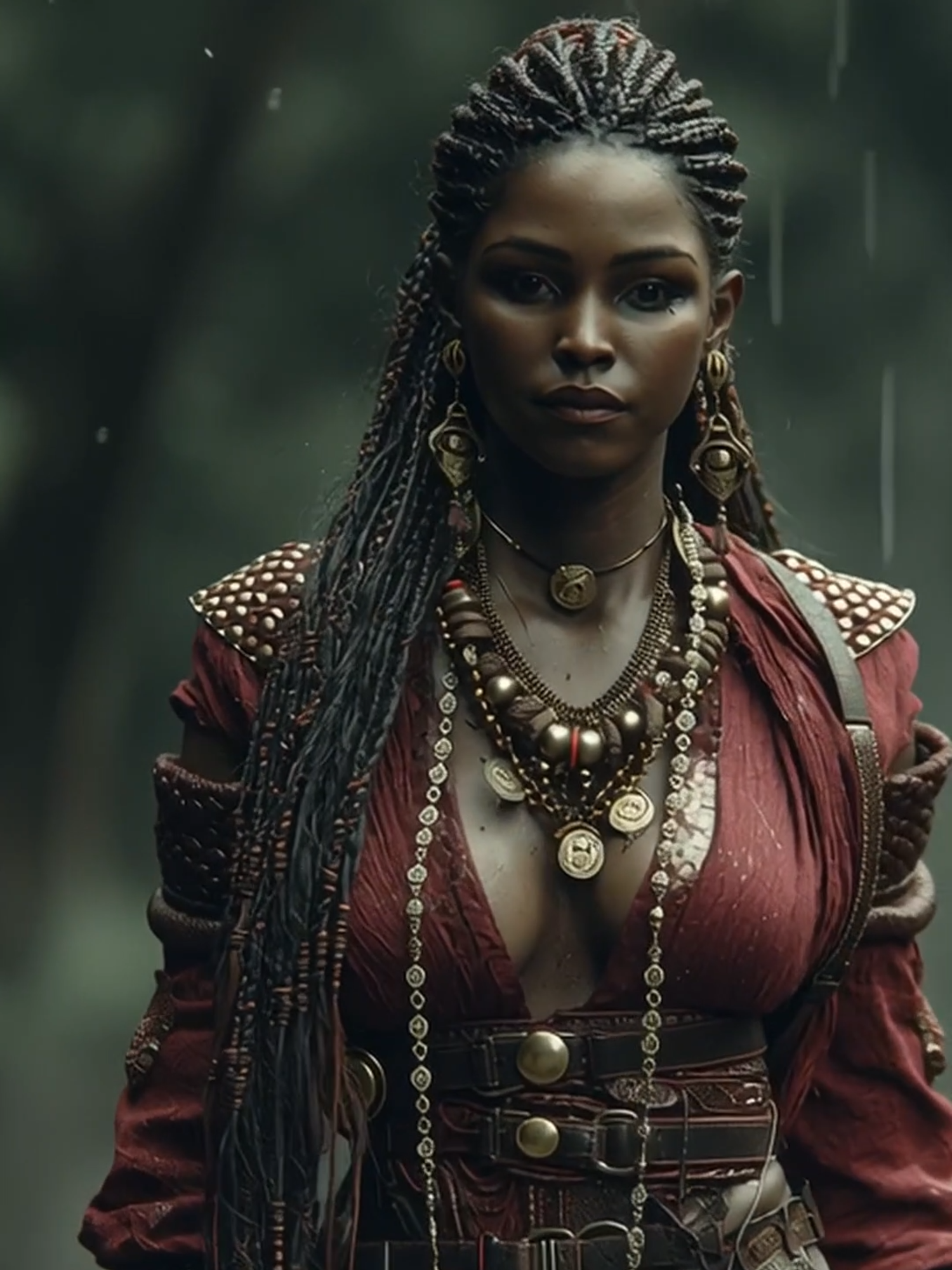 🗡️⚡Oya — the fierce Yoruba goddess of storms, winds, and transformation 🌪️ Worshiped across West Africa, especially in Nigeria, she is one of the powerful Orishas in the Yoruba spiritual tradition. Oya commands the winds, lightning, and thunder ⚡🌬️ — the raw forces of change. She is the guardian of the cemetery gates, a warrior and protector, and the bringer of rebirth through chaos. Her presence marks the balance between life and death, destruction and renewal. Symbols: the sword (Ose), horsetail fly whisk, and spiral winds. 🌪️🗡️ Her colors are deep red, burgundy, and purple, representing passion and power.⚡ She is honored during festivals for the Orishas and especially when the winds of the dry and rainy seasons shift — moments of transformation in nature. When the skies darken and the air trembles — Oya moves. 🌪️✨ #aiart #fyp #oya #yoruba #mythology