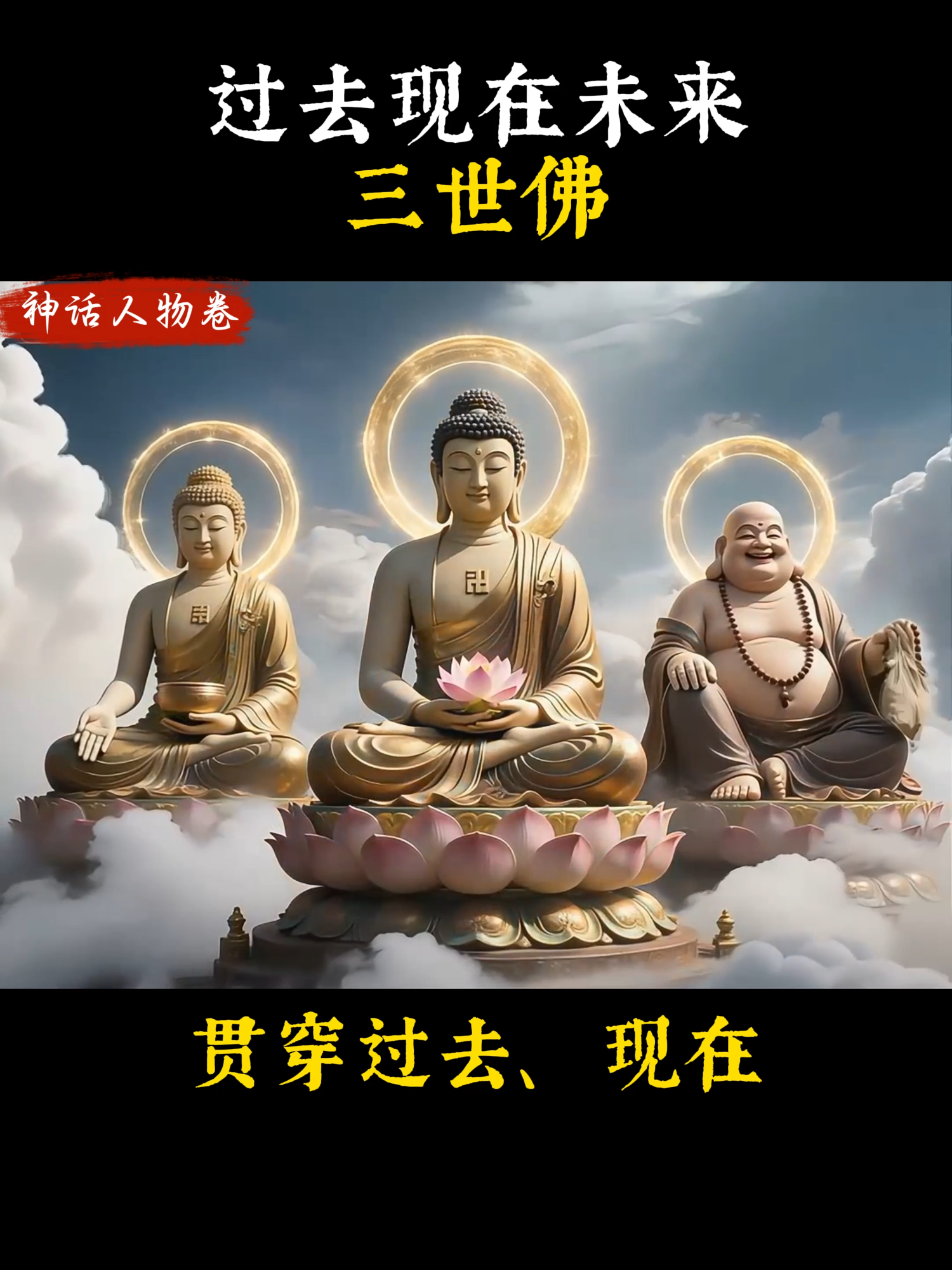 過去現在未來三世佛，豎三世佛稱三寶佛，過去佛即燃燈上古佛又稱定光佛，現在佛即釋迦牟尼佛，未來佛即彌勒佛 #神仙 #佛教 #中國文化 #傳統文化 #釋迦牟尼佛 #燃燈古佛 #彌勒佛 #三世佛 #三寶佛