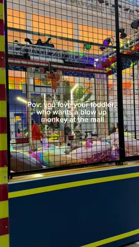 When your husband‘s desire to make your toddler happy knows no bounds 💙🫣…(and now, I have a giant blow up 🐒 in my living room) #parenting #parentinghumor #toddlermom #toddlerdad #suburbia 