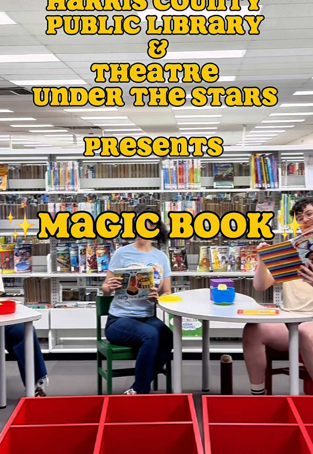 Can you spell a C-O-L-L-A-B? 🐝📚  Harris County Public Library  + @Theatre Under The Stars are here mixing scripts and stacks to bring you something truly magical: ✨“Magic Book!”✨  Because whether it’s on stage or on the page… the magic’s in the words.    HCPL has tons of arts & culture programs for you to check out at your local HCPL branch so head over to hcpl.net/events to find one near you!  And also make sure to check out tutshouston’s 25th Annual Putnam County Spelling Bee,  a hilarious musical where six kids (and a few brave audience members!) face off for spelling glory that hits the stage so soon! Get tickets now at TUTS.org. #tutshouston #musicaltheatre #librarytiktok #theatretok 
