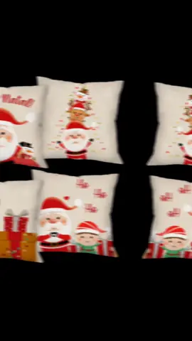 Kit 04 Capas de Almofada FELIZ NATAL BEGE 45x45 Estampa Frente e Verso Papai Noel e Renas Tecido Oxford Zíper Invisível #almofadas #natal #tiktokshop 