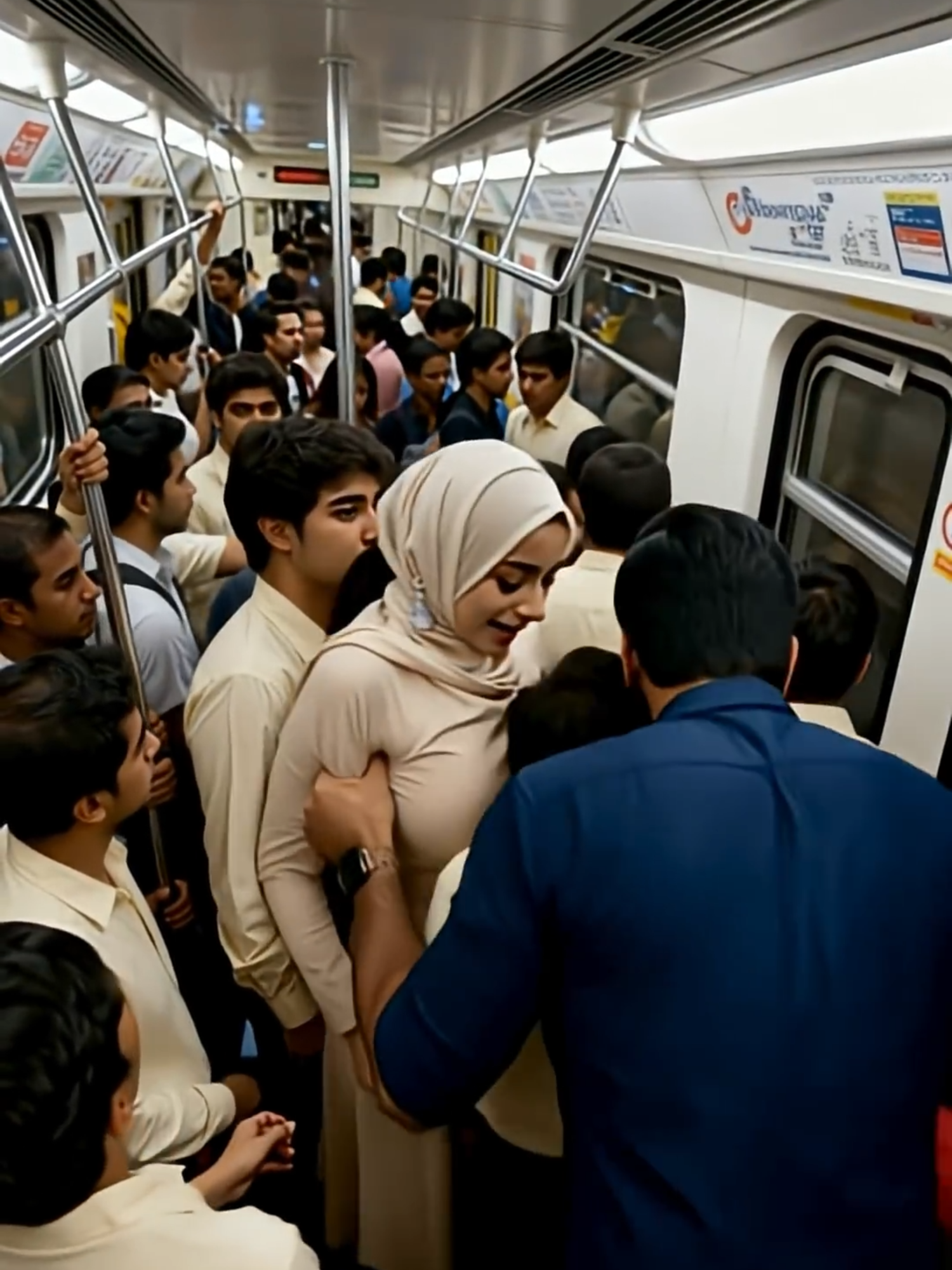 満員電車सदर महल 서울 혼잡한 지하철 실시간 학생들 비상! #aiart #지하철