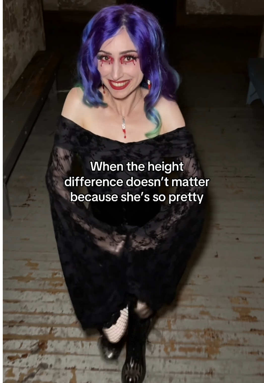 Just look at her @6’7” Haunt Chick 🤩 #shortandtall #powerfulduo #fyp 