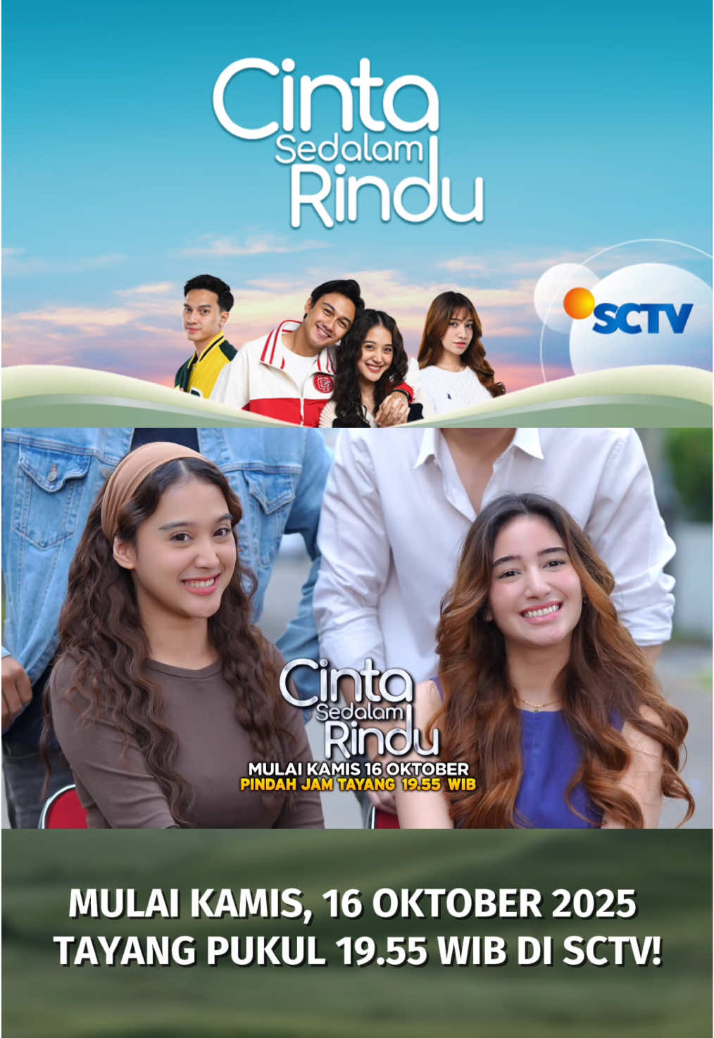 Saksikan sinetron #CintaSedalamRindu MULAI BESOK, tayang setiap hari, pukul 19.55 WIB hanya di SCTV! Dibintangi oleh Esta Pramanita, Immanuel Caesar Hito, Dannia Salsabila dan Farhan Rasyid. #SCTVSinetron