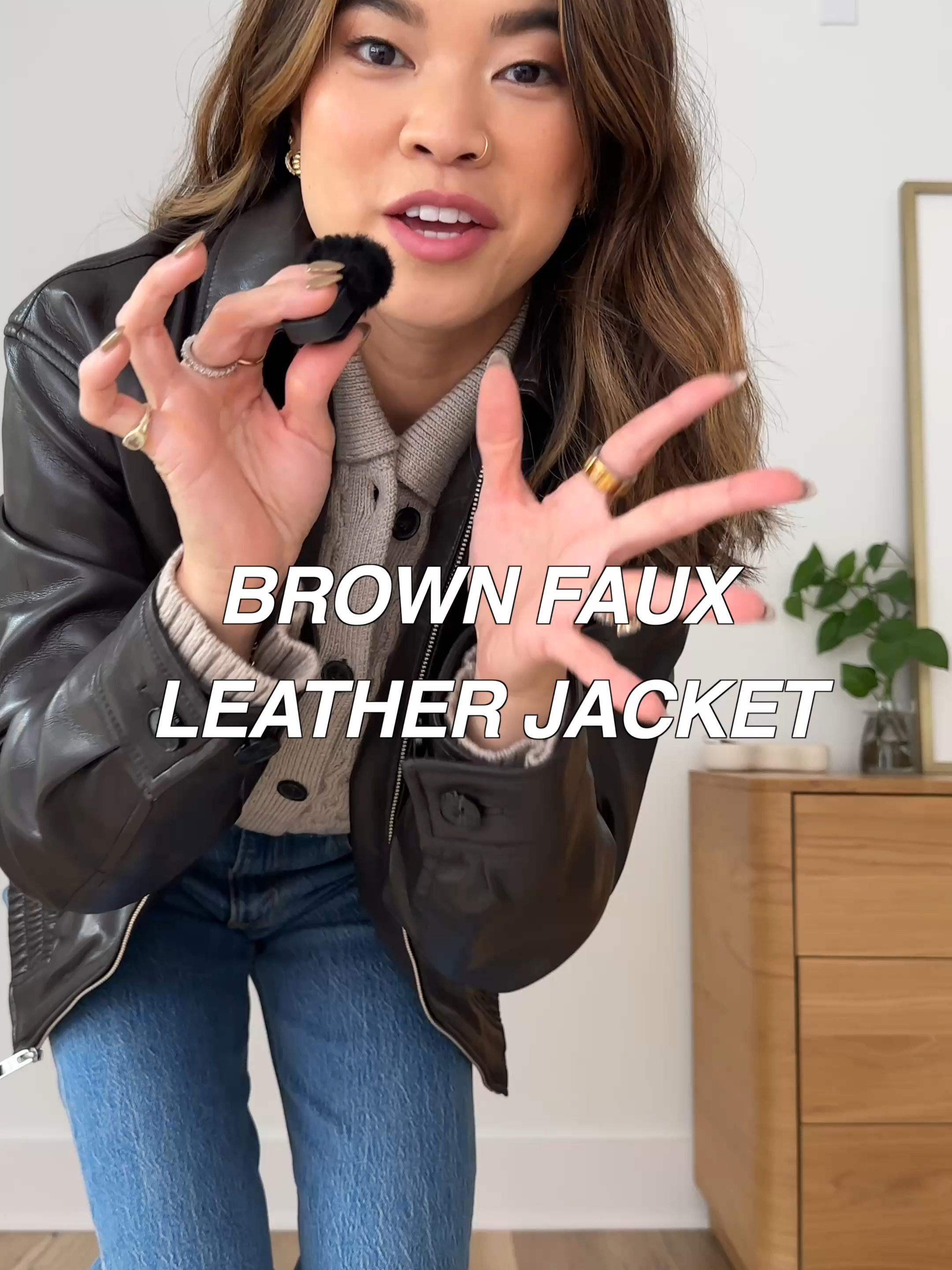 Brown Faux Leather Jacket! #aritziahaul #aritzia #leatherjacket #falloutfit #fallpants #jeans #fallsweater #sweaterweather  You can find everything linked on my profile over on the @shop.ltk app. Search BYCHLOEWEN to find & follow my profile. All the links to my recent IG reels & YT shorts can be found in the IG + YT collection at the top of my profile - @bychloewen Link: https://liketk.it/5quqJ Sizing info: jacket size XS in Mocha Brown, sweater size XS in Nomad Taupe, jeans size Size 24 in 5 Yrs Kiss N Tell B1