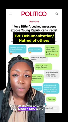 Rhetoric that dehumanizes should never have a place anywhere. But if you call yourself a follower of Jesus and these people claim to hold your values, you should know not to be silent. None of this is taken out of context. This is a culture that is being nurtured. Every single person in this text thread is the next generation of leaders. Is this what should be condoned and supported? Or will you speak up and condemn it?