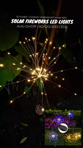 Solar Firework Outdoor Waterproof LED Lights for Garden, Tree, and Flower Decorations #solarfireworkslight #ledlights #christmaslights #stakelights #solarlights 