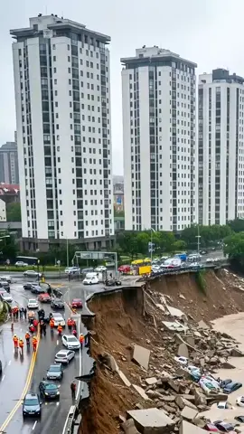 Ground Collapse! Apartment Building Falls Near River During Massive Flood!