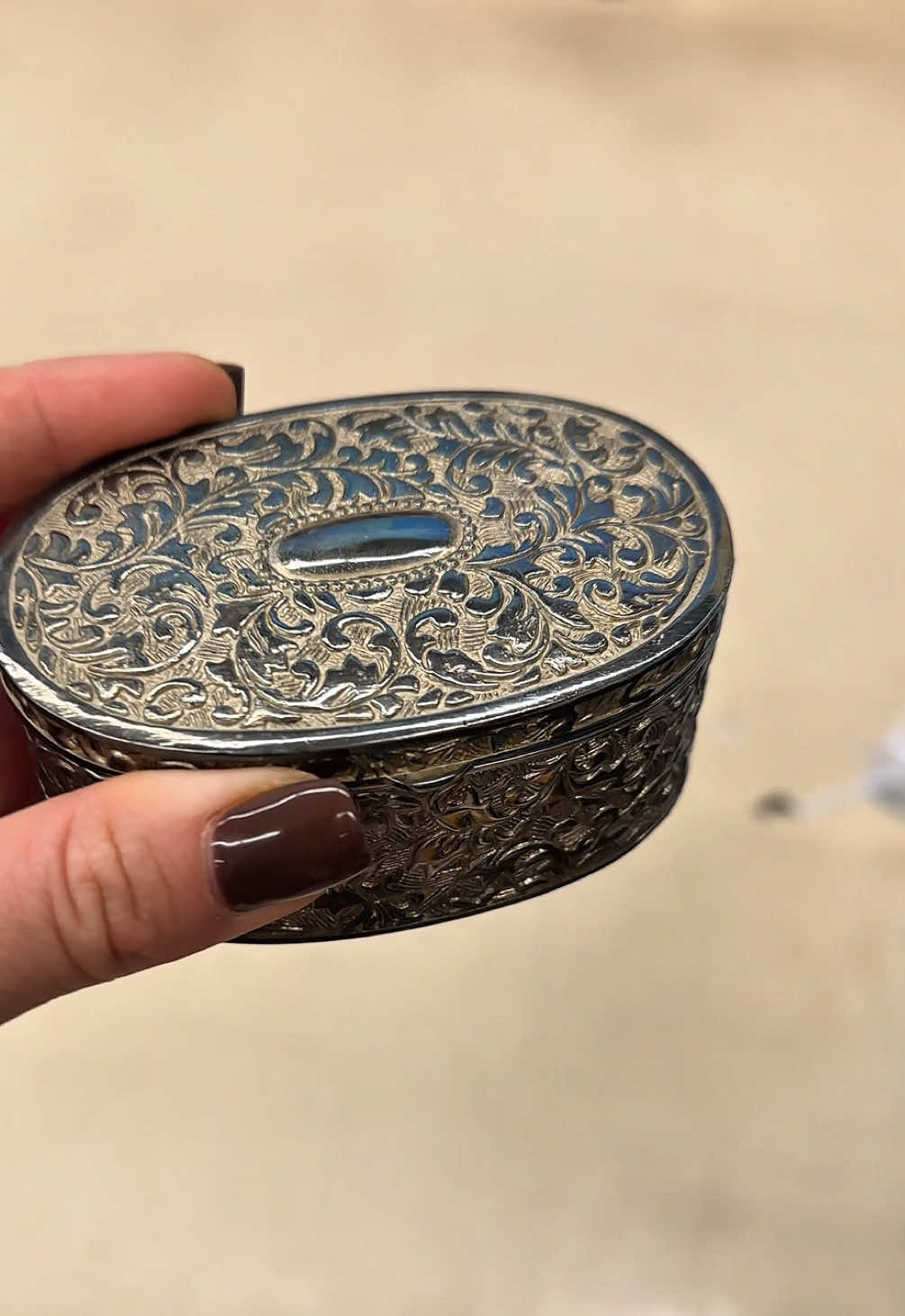Vintage cute jewerly box and silver ring cleaning #asmr #CleanTok #silver #thriftfinds #creatorsearchinsights 