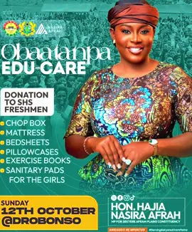 Over the weekend, I supported all SHS 1 students in Sekyere Afram Plains with chop boxes, mattresses, bedsheets, exercise books, sanitary pads & cash donations — the 2nd edition of the Obaatanpa Edu-Care Initiative. We’ll keep serving with passion & impact. 💚📚 #EducationForAll #ObaatanpaCare