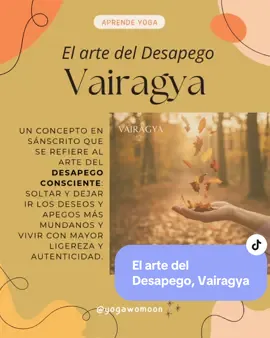 Que es Vairagya? Es el arte del desapego y en este reel te explico un poquito más ..  si quieres Conocer más y aprender a trabajar el Desapego vente a las clases de yoga en  el corazón de Coyoacán y en uno de los pulmones de la Ciudad de México!  Clases los días Sábados a las 10 am y grupos nuevos los días viernes y domingo a las 10:30am  Lugar : Viveros de Coyoacán entrada por puerta 1  Envíame un DM para más info o sígueme en mis redes como @yogawomoon yoga con Ygritte .  Bonito día otoñal! Namaste. Y gracias infinitas .  #yoga #yogaparatodos #viverosdecoyoacan #psicologia #desapego 