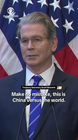“Make no mistake, this is China versus the world,” Secretary Treasury Scott Bessent said during a news conference on global trade relations. He said Beijing’s export controls are “unacceptable” and that “we and our allies will neither be commanded nor controlled” by “a group of bureaucrats in Beijing.” #china #trade #economy #trump #moneytok 
