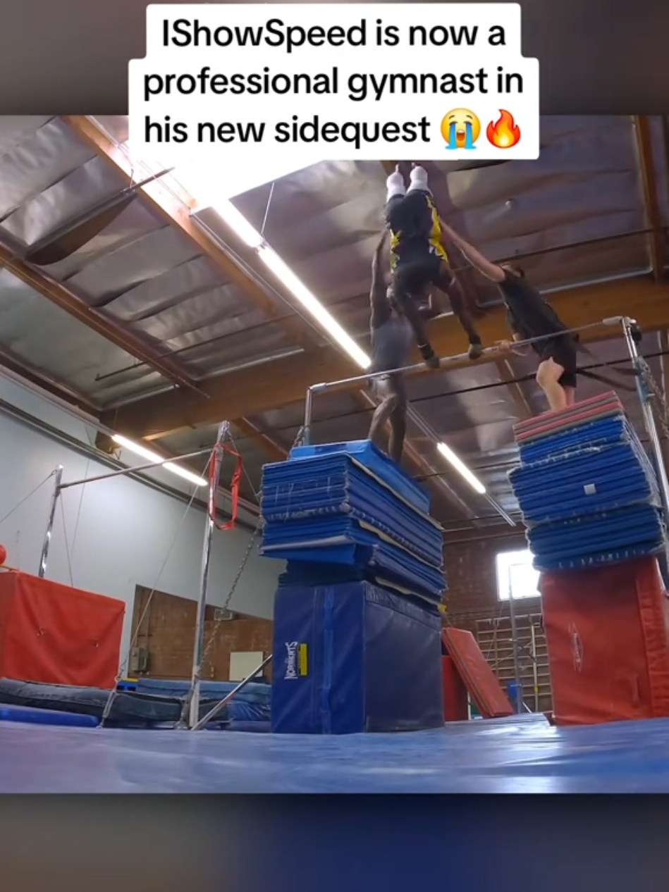IShowSpeed is now a professional gymnast in his new sidequest 😭🔥 #ishowspeed #fyp 