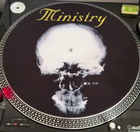 Crank up the vibe! 🤘 MINISTRY -themed slipmat for your vinyl rig. Industrial noise  Shop 700+ designs on eBay! 🎸  #Vinyl #VinylRecords #VinylCollection #Turntable #VinylCollector