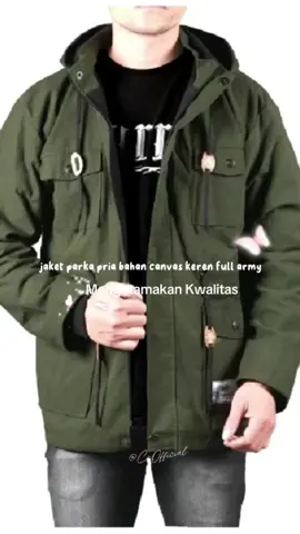 jaket parka pria bahan canvas keren full army