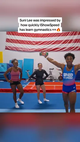 Suni Lee was impressed by how quickly IShowSpeed has learn gymnastics 👀🔥 #ishowspeed #sunilee 