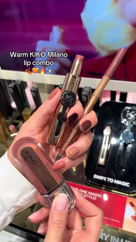Turn up the warmth this #fall 🍂💋 with a rich #KIKOMilano lip combo made for cozy vibes and bold color ✨ Ready to create yours? #beauty #BeautyTok #makeup #glam #viralmakeup #combo #lipcombo #warm 