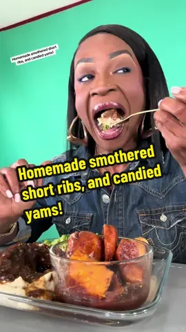 Homemade smothered short ribs, and candied yams!