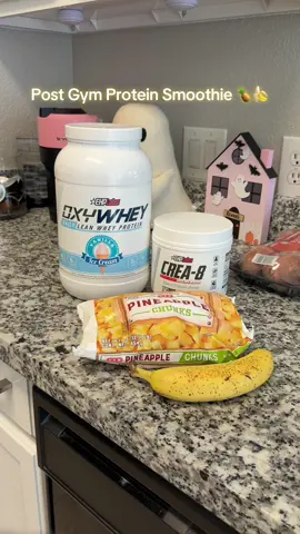 One of my favorite protein smoothies after the gym! 🍍🍌🍦Vanilla Ice Cream Flavor OXYWHEY & CRea-8 creatine by @ehplabs DC: TONYA10 #fyp #proteinshake #creatine #ehplabs 