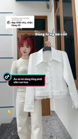 Trả lời @Mèo overthingkings mấy bà đi làm mặc gì, Áo sơ mi dáng lửng phối viền ren hoa Briyo, chị em tham khảo nè🥰