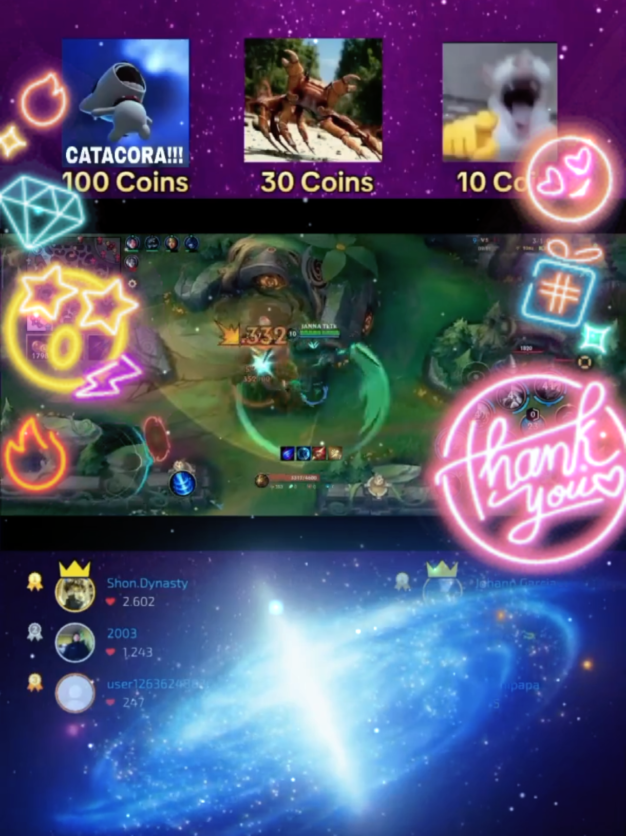 @Johann Garcia sos el mejor Crack ✨ Gracias por las mil Galaxias 🥹🌌🫂 Y por los demás regalos que lamentablemente no se pudieron mostrar 🥲 #galaxiastiktok #regalostiktok #TikTokLIVE #wildrift 