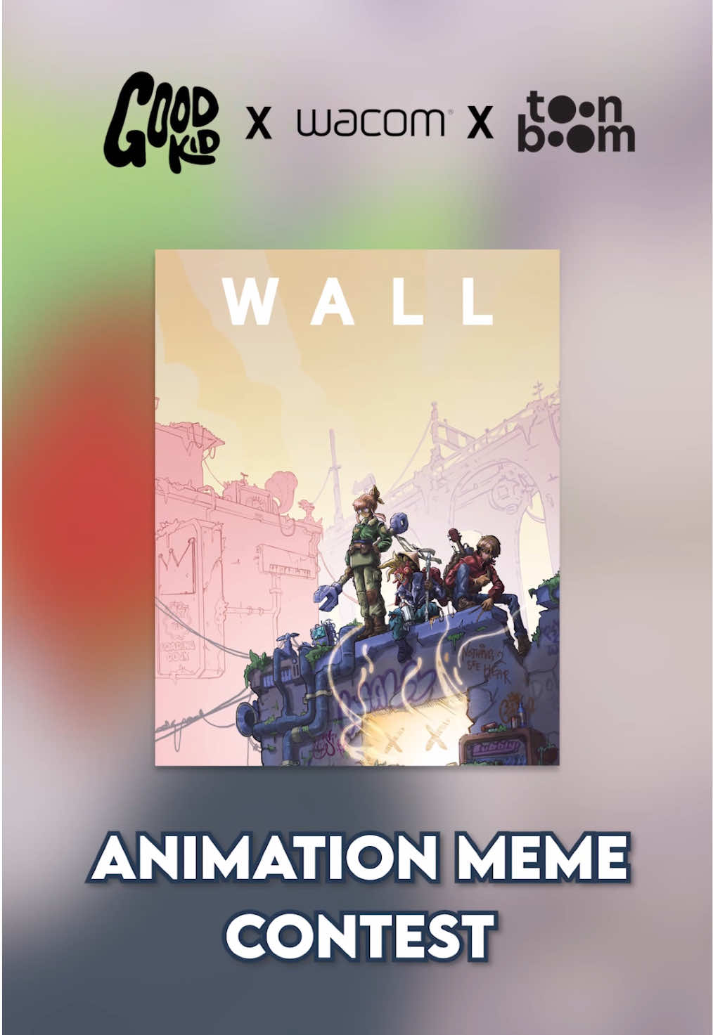 We’re super excited to announce that we’ve teamed up with @Wacom and Toon Boom to celebrate the release of WALL with our first-ever Animation Meme Contest! Whether you’re a seasoned animator or just getting started, this is your chance to show off your creativity and win some incredible prizes; including a brand-new Wacom Cintiq Pro and a year of animation software! How to enter: Post your animation meme on TikTok, Instagram Reels, or Youtube using the official sound for Good Kid’s “Wall”, the hashtag #goodkidwall, and tag @goodkidband in the description. Contest runs until November 12th. Winners will be selected by the band and featured in a compilation video on the official Youtube Channel.