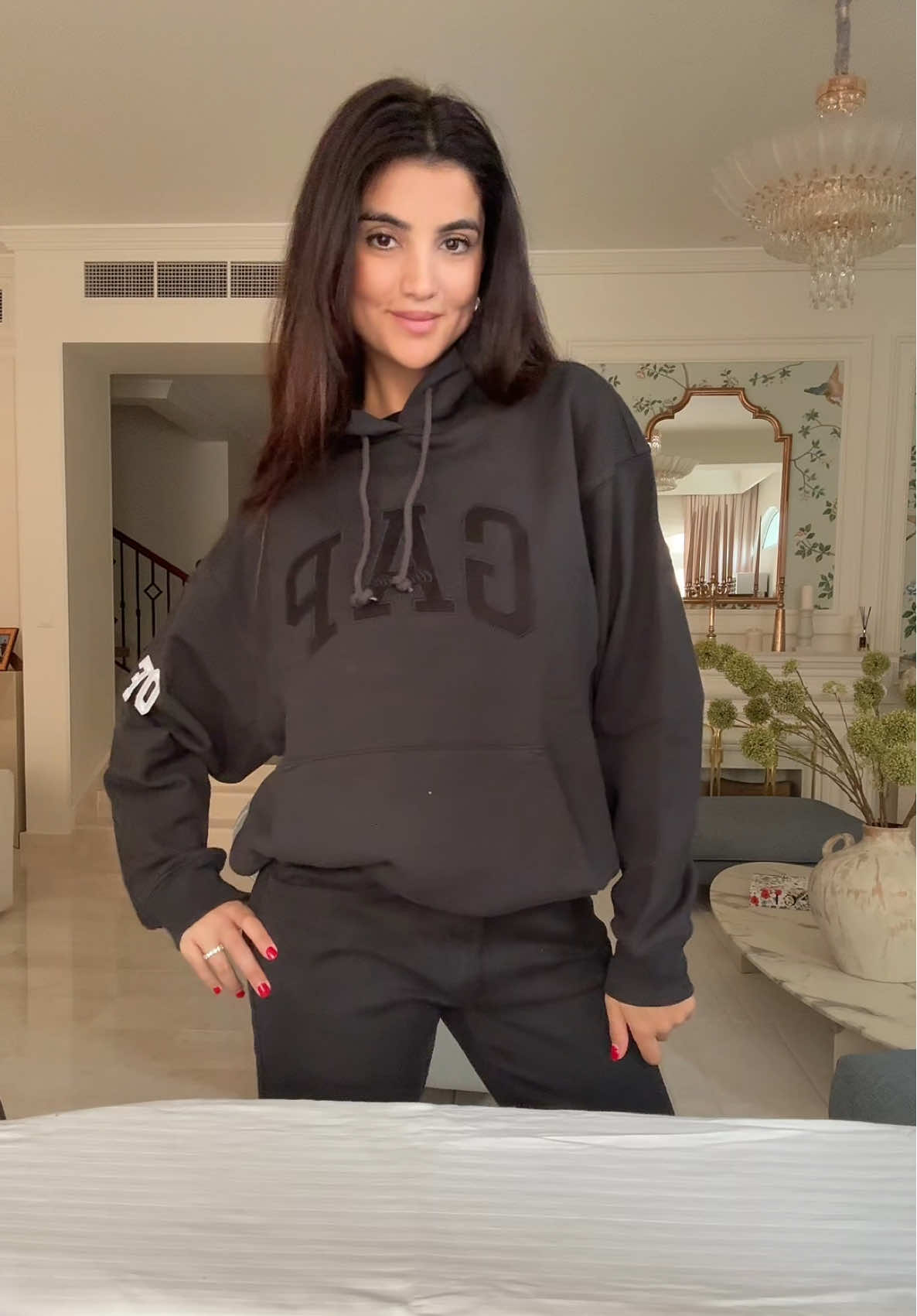 Customizing my GAP hoodie because it’s Gap Hoodie Day! What do you guys think of these initials on the sleeves ?  @GapMiddleEast #GapHoodie #HowYouWearGap #GapCreator