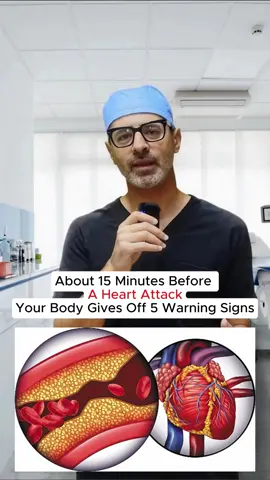 about 15 minutes before a heart attack, your body gives off 5 warning signs that no one can ignore! #health #healthy #healthtips #heart #fyp 