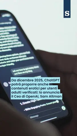 Da dicembre 2025, ChatGPT potrà proporre anche contenuti erotici per utenti adulti verificati, secondo quanto annunciato dal Ceo Sam Altman