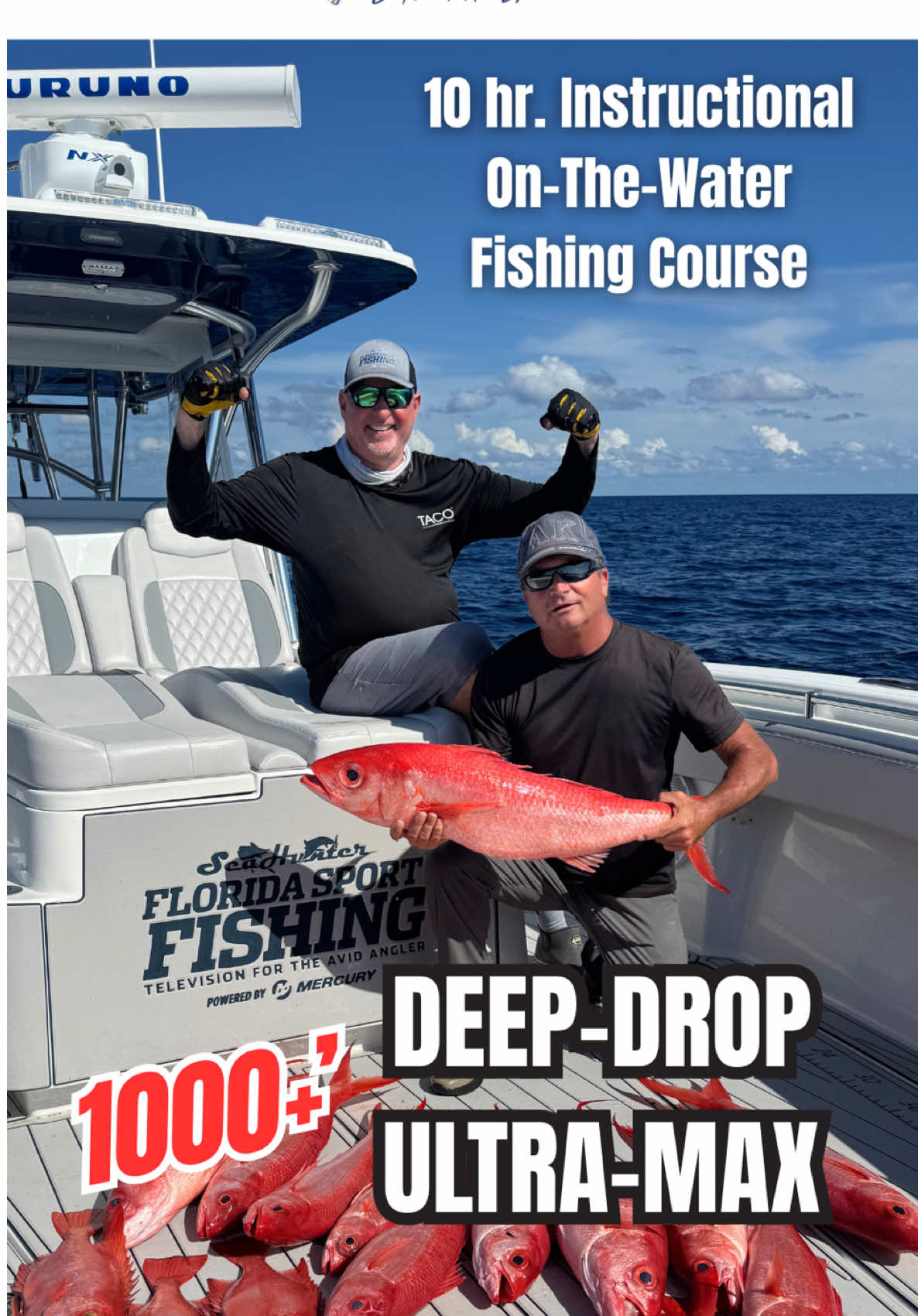 Introducing Deep Drop Ultra-Max! The all-new instructional fishing course from the FL Keys Offshore Fishing Academy! Join Capt. Mike Genoun, founder & former Editor-In-Chief of Florida Sport Fishing Magazine and creator/host of Florida Sport Fishing TV & Capt. Mike’s Rigging Station for an immersive experience focused on deep drop fishing in depths exceeding 1,000 ft. targeting trophy queen snapper & exotic barrelfish.  All-inclusive 10 hr. course will leave with all of the skills you need to shorten the learning curve, including: - Boat & tackle preparation - Using your marine electronics effectively - How to locate these elusive deepwater species - How to set up perfect drifts - The right rigs, baits, and proven techniques Choose from single 10 hr. day with a full day of hands-on instruction aboard our Mercury-powered 41’ @seahunterboats or four-day, three-night all-inclusive VIP adventures, featuring two full days of fishing with boutique accommodations in our new dockside angling retreat located in the legendary Florida Keys. If you’re ready to take your deep drop game to the max this is the ultimate experience for serious offshore anglers who enjoy deep dropping around Florida and beyond! Details & Dates: Learn more at 754.235.1888 and reserve your course today at the FL Keys Offshore Fishing Academy! @seahunter_boats @Mercury Marine @CHAOS Fishing @Express Dek @Wet Sounds @Boat Outfitters @TACO Marine 