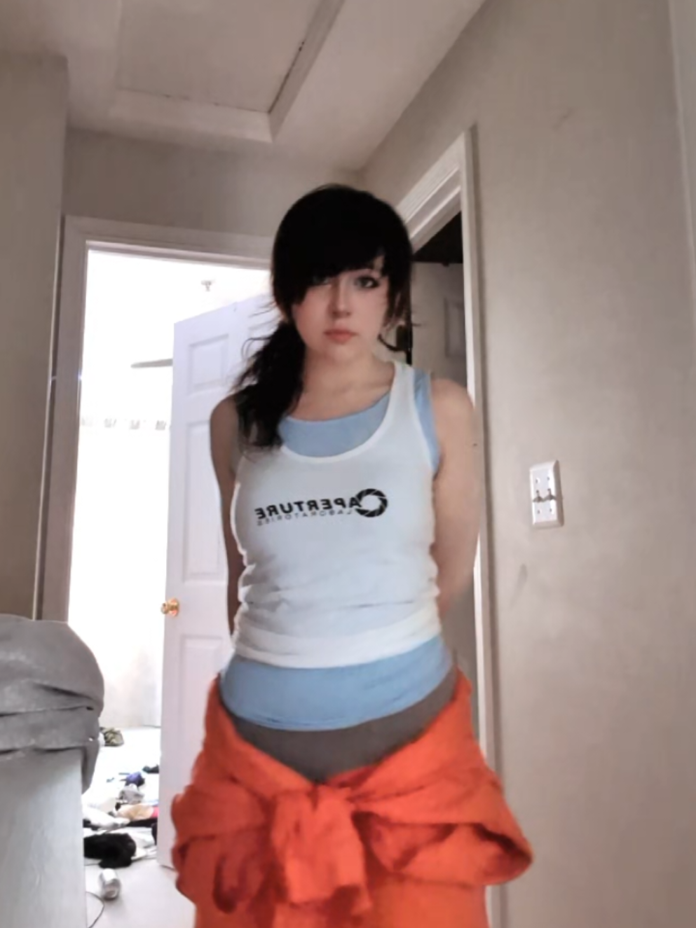 #wlw i love it sm agh but i still gotta find some boots for it 🥹🥹 #chell #portal #halloweencostume #cosplay 